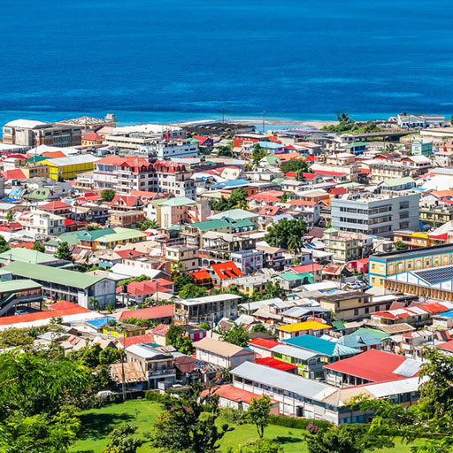 Elevated view of Roseau, Dominica